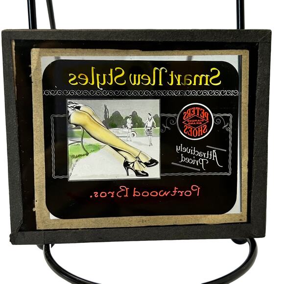 Vintage Glass Advertising Slide Ephemra Portwood Bros. Shoes - Picture 2 of 5